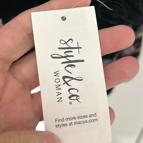 Style & Co Black Velvet Embroidered Baby Doll Top Boho Whimsigoth 3X New - Picture 13 of 15